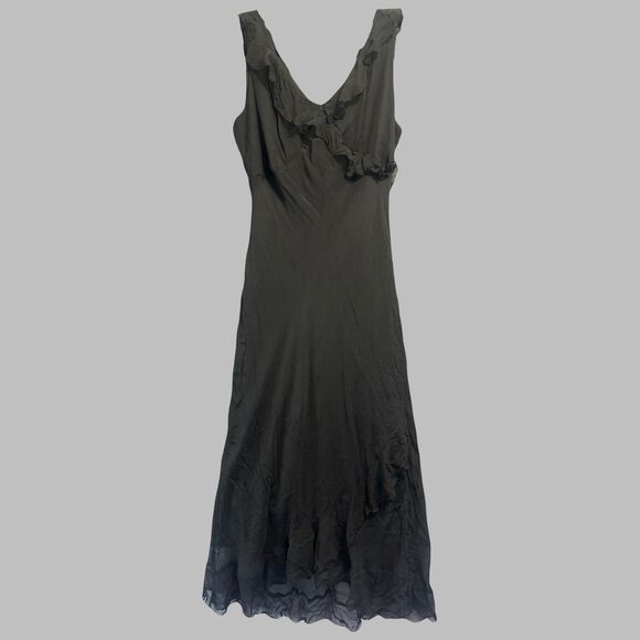 VTG Y2K Jonathan Martin Silk Babydoll Dress Size 12 Black Whimsigoth Witchy FLAW - Picture 1 of 7